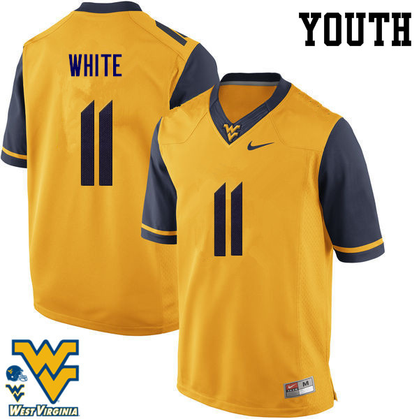Youth #11 Kevin White West Virginia Mountaineers College Football Jerseys-Gold